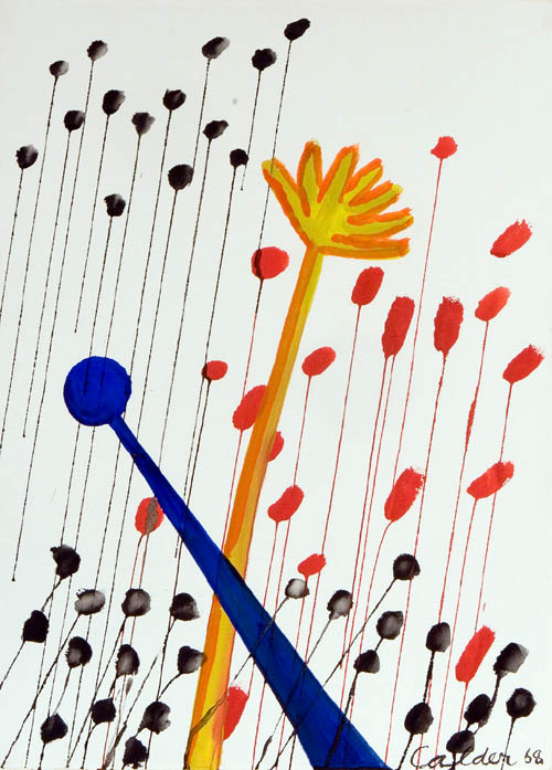 Alexander Calder - Crossed Flowers - 1968 gouache painting on paper